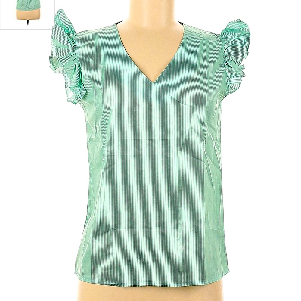 SALE! Teal green and white striped blouse medium